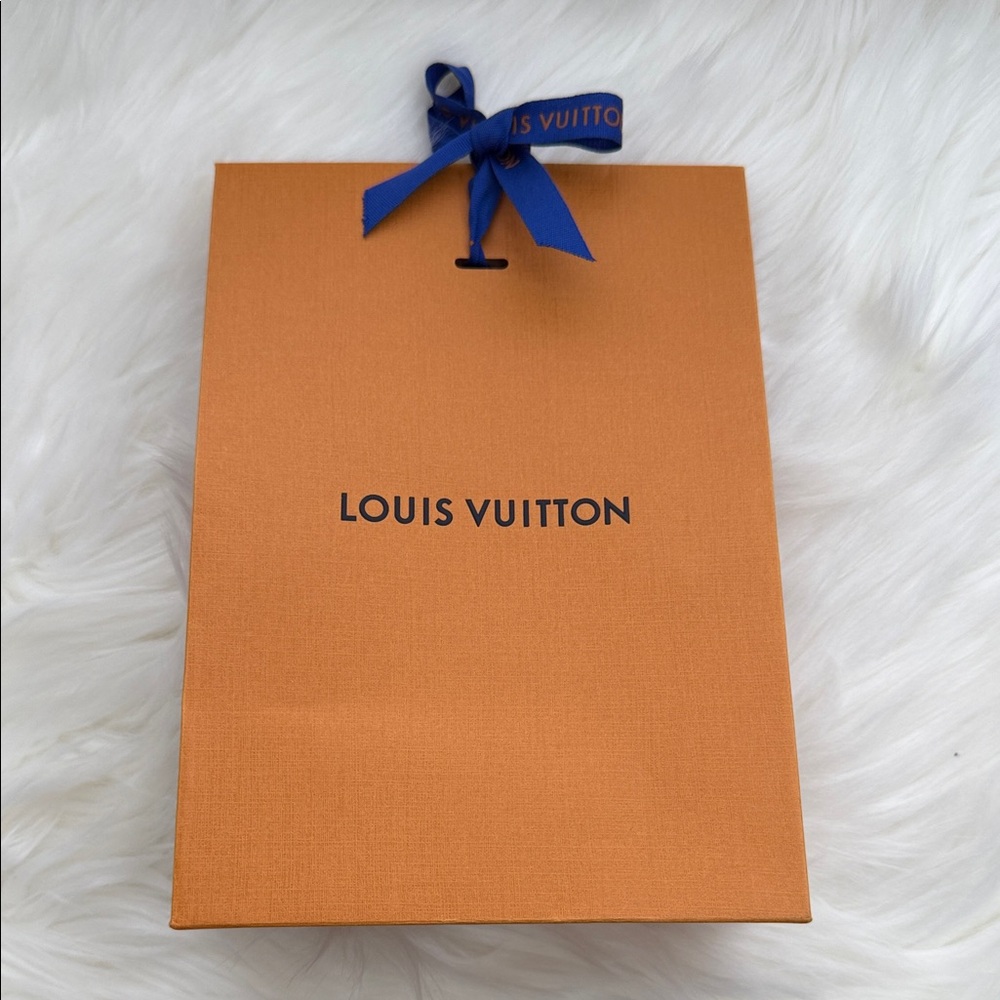 Louis Vuitton Orange Gift Bag with Blue Ribbon
